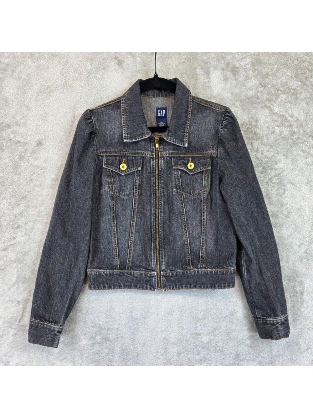 Vintage Gap Jacket Womens XS Gray Denim Full Zip Button Pockets Hong Kong